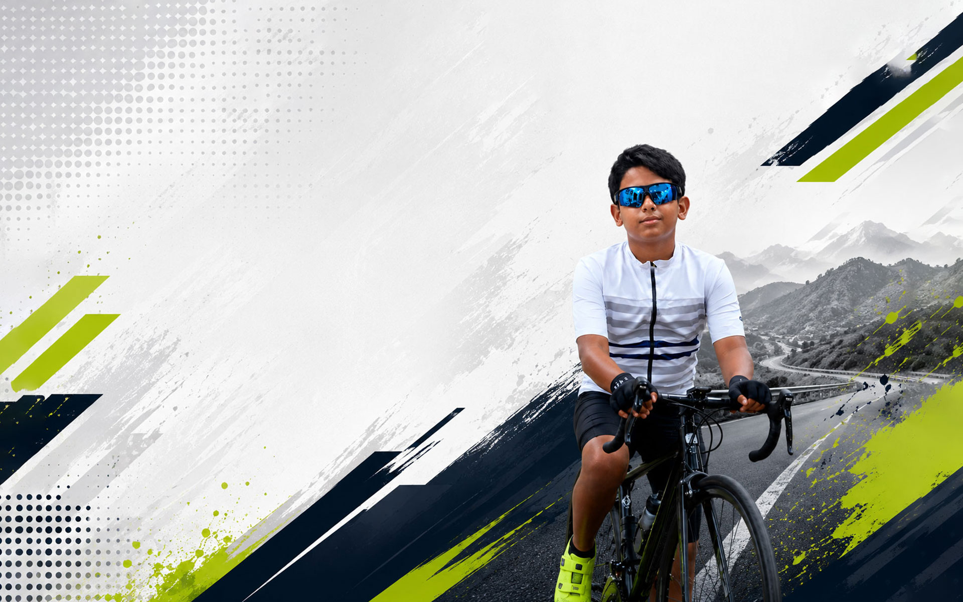 Cyclist on open road